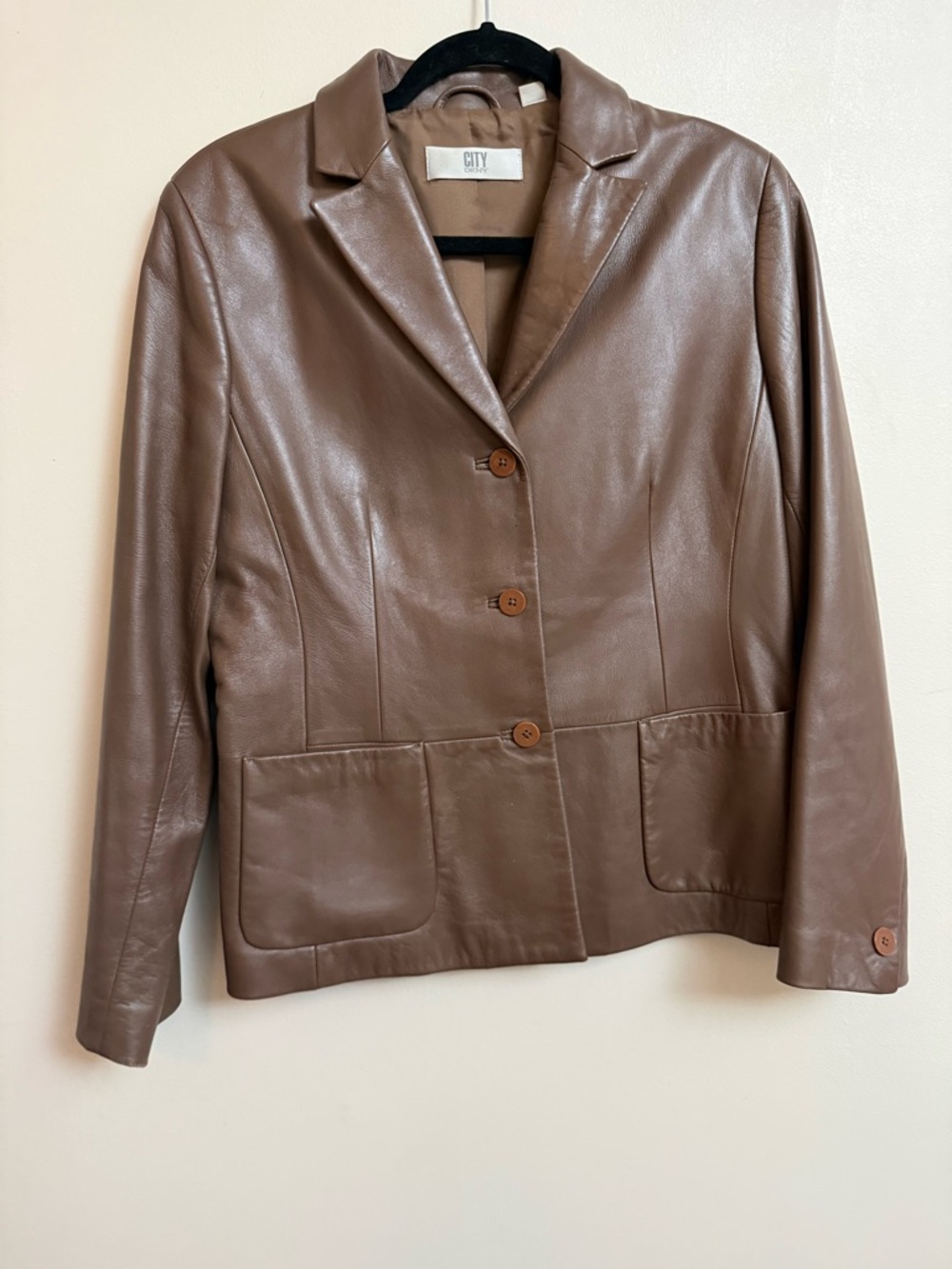 City DKNY 100% Leather Blazer Jacket